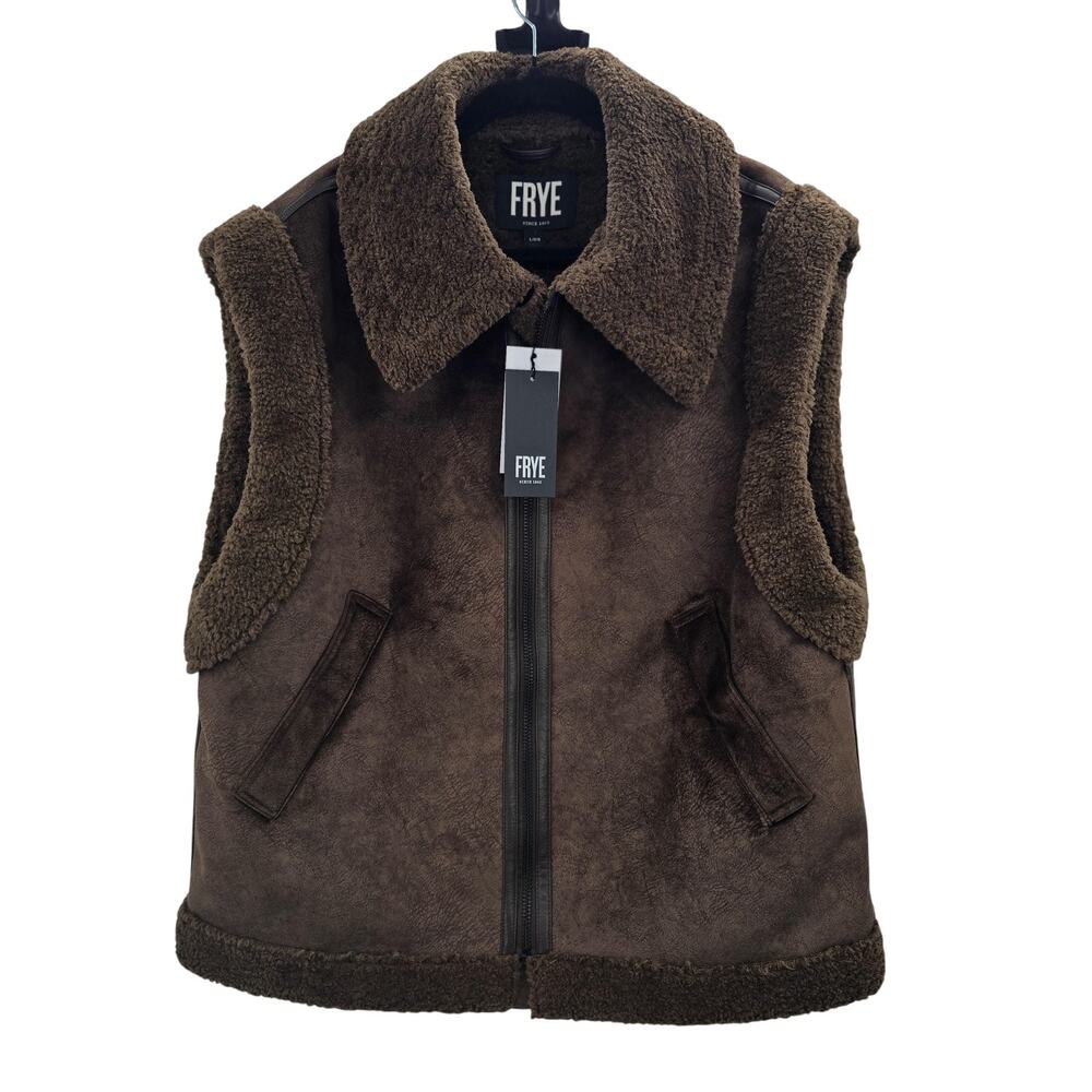 Frye Vest Mens Large Brown Sherpa Lined Fleece Jacket